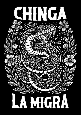 Snake with Flowers and Text