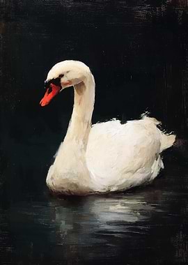Elegant Swan on Dark Water