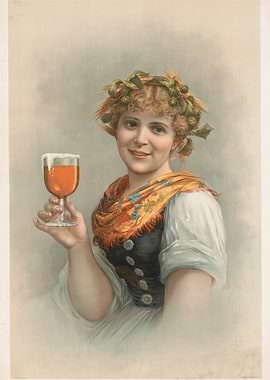 Woman with Beer and Hops Crown
