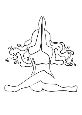 Woman in Yoga Pose with Flowing Hair