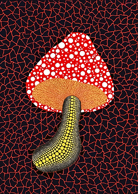 Yayoi Kusama Mushroom Painting