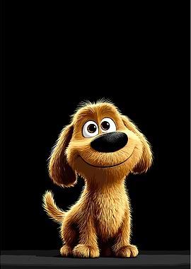 Cute cartoon dog with big eyes