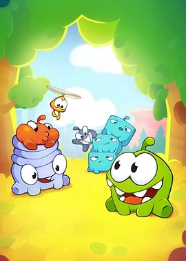 Om Nom and friends in a forest setting