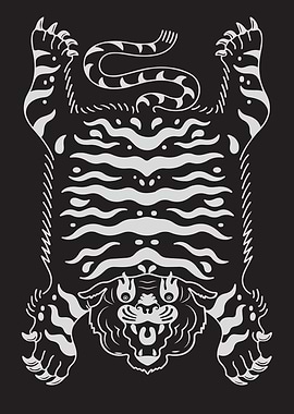 Stylized Tiger Rug Illustration