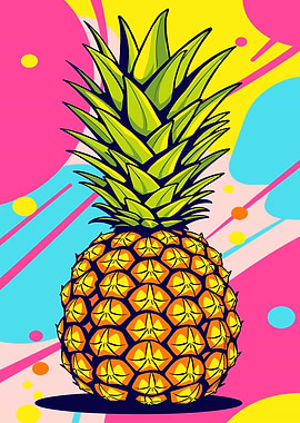 Vibrant Pineapple Pop Art