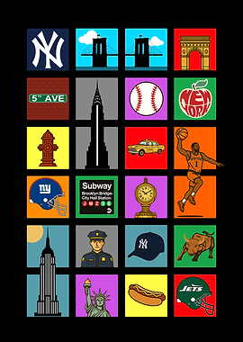 New York City Icons Travel Poster