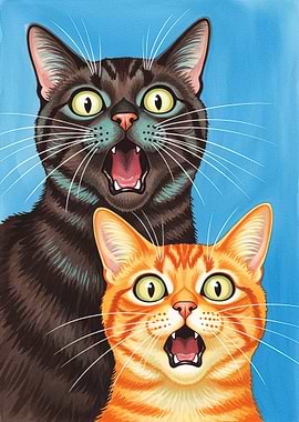 Two Surprised Cats