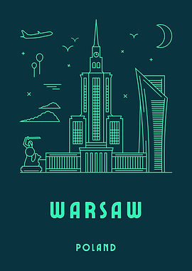Warsaw Skyline with Palace of Culture