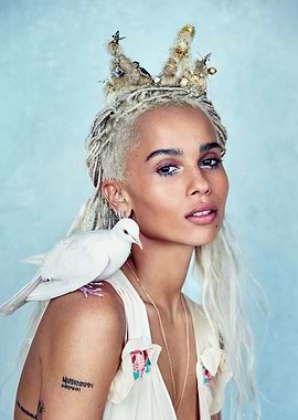 Zoë Kravitz with a white dove