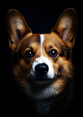 Close-up of a Corgi's face