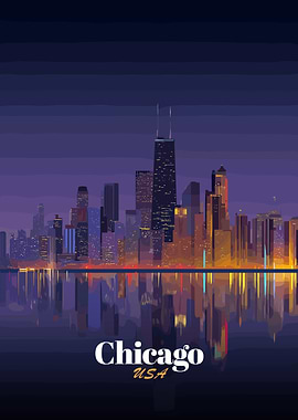 Chicago Skyline at Night