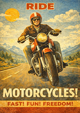 Ride Motorcycles Fast Fun Freedom Poster