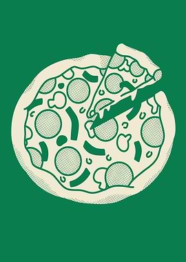 Stylized Pizza Slice with Pepperoni and Mushrooms