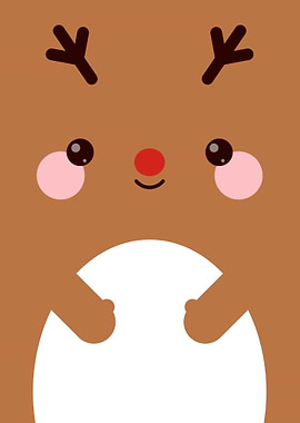 Cute Cartoon Reindeer Face