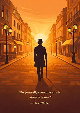 Man in Top Hat Walking at Sunset