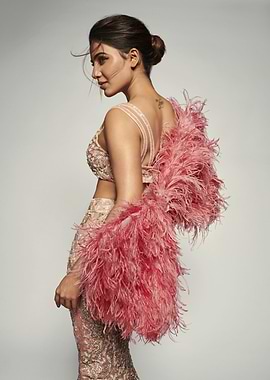 Samantha Ruth Prabhu in Pink Feather Gown
