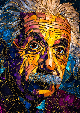 Colorful Albert Einstein Mosaic Portrait