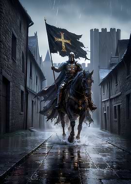 Knight on Horseback with Flag
