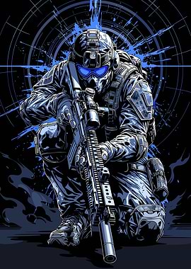 Soldier with Rifle and Blue Goggles