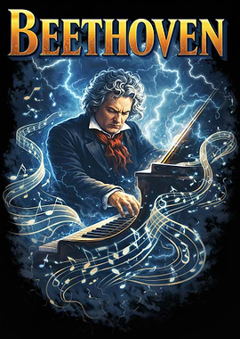 Beethoven Playing Piano Amidst Lightning