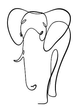 Minimalist Elephant Line Art