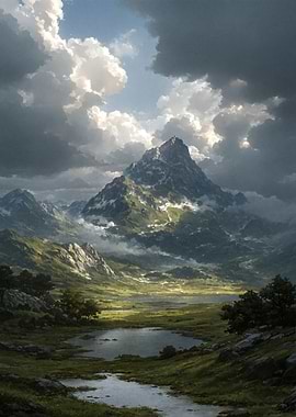 Majestic Mountain Landscape with Dramatic Clouds