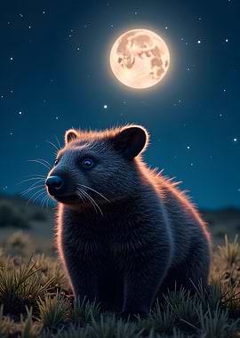 Cute Animal Under the Moon