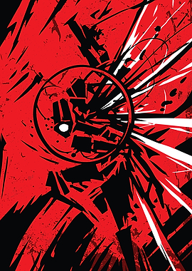 Explosive Red and Black Abstract Art