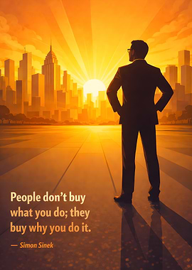 Businessman looking at city sunrise