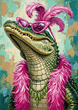 Glamorous Alligator with Pink Accessories