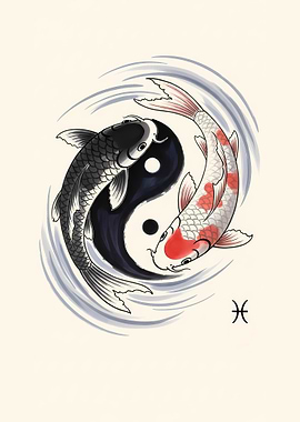 Yin Yang Koi Fish Pisces Symbol