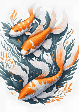 Three Koi Fish Swimming