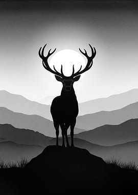 Majestic Deer Silhouette at Sunrise
