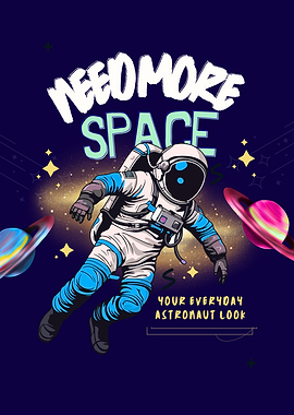 Astronaut in Space with Planets