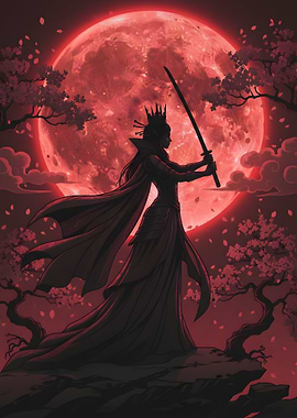 Warrior Queen Under Red Moon