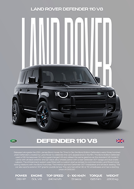 Land Rover Defender 110 V8 Car Poster