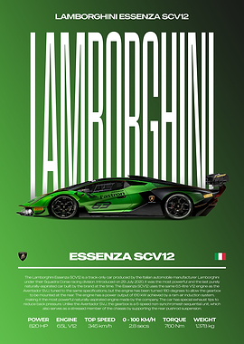 Lamborghini Essenza SCV12 Car Poster