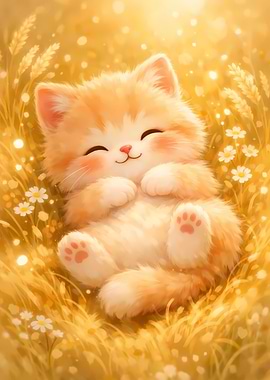 Cute Orange Kitten in Field