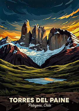 Torres del Paine Patagonia Chile Poster