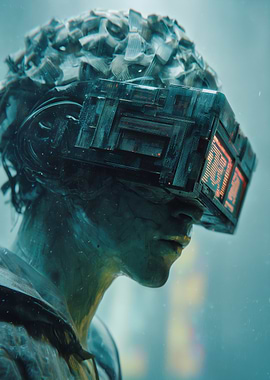 Future Vision – Cyberpunk AI Sculpture Wall Art