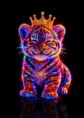 Cute Tiger Cub with Crown