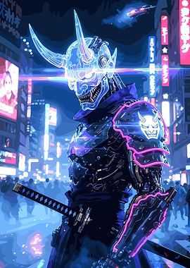 Samurai oni in Neon City future