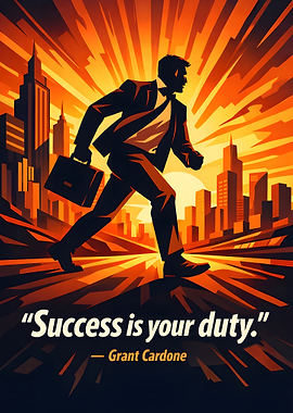 Businessman walking towards success