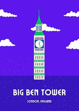 Big Ben Tower London England Illustration