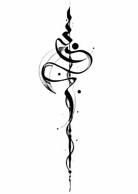 Abstract Black Ink Calligraphy Design
