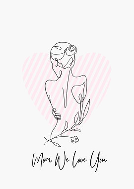 Mom We Love You Line Art