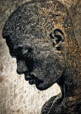 Contoured Golden Human Head Profile