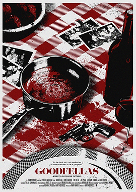 Goodfellas movie poster with food and gun