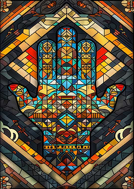 Stained Glass Hamsa Hand Art
