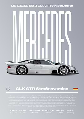 Mercedes-Benz CLK GTR Straßenversion Car Poster